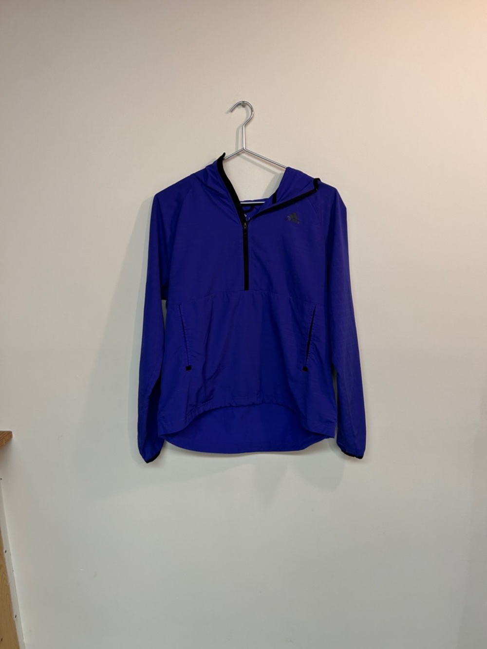 adidas Royal Purple Hooded Pullover with Black Trim